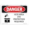 Signmission OSHA Sign, Acid Area Eye Protection Required, 24in X 18in Rigid Plastic, 18" H, 24" W, Landscape OS-DS-P-1824-L-1019 - alternate 1